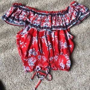 Red white and blue off the shoulder